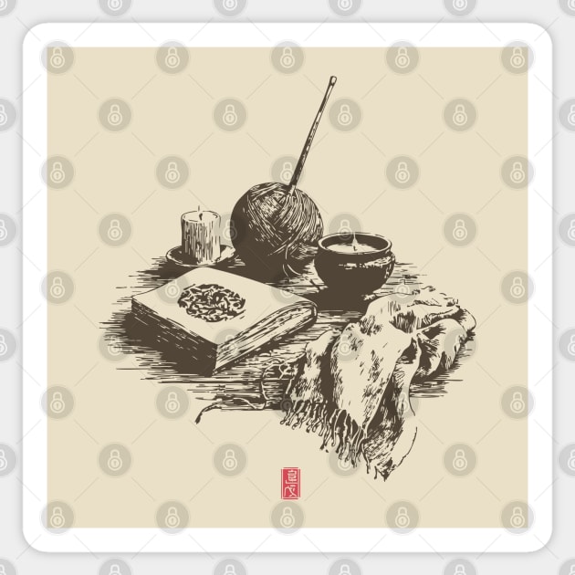 Candlelit Evening of Knitting and Crafting Still Life Sticker by TuncGK